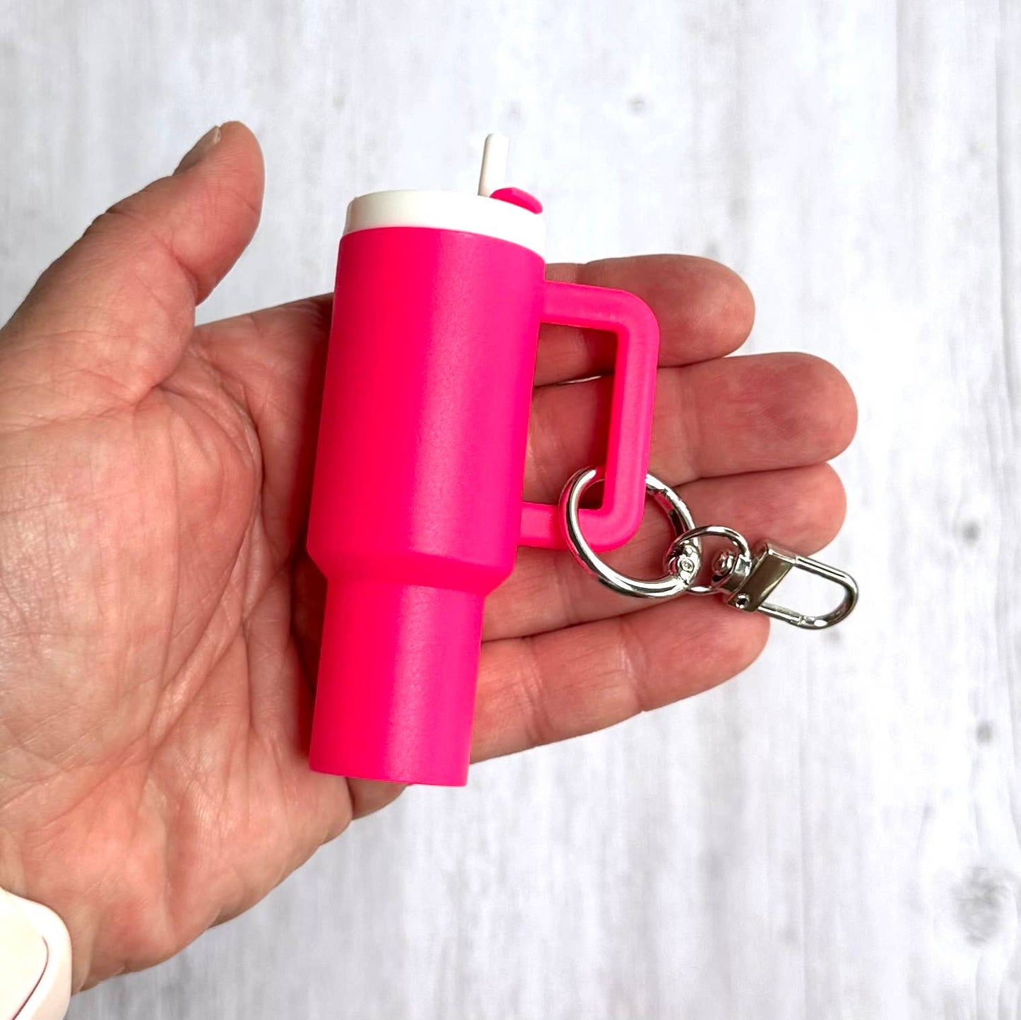 Mini Tumbler Keychain Carry Storage Container Hot Pink