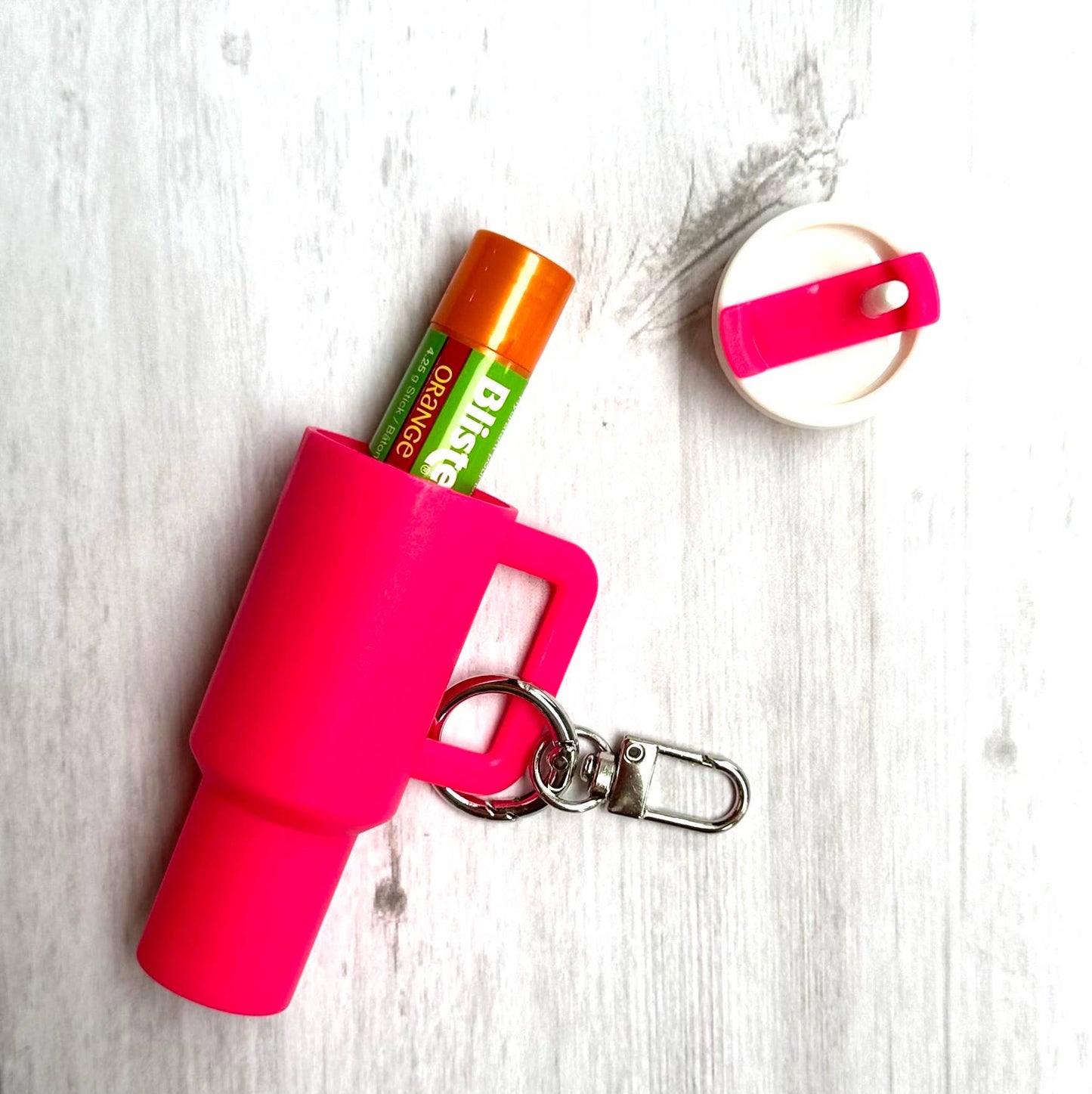 Mini Tumbler Keychain Carry Storage Container Hot Pink