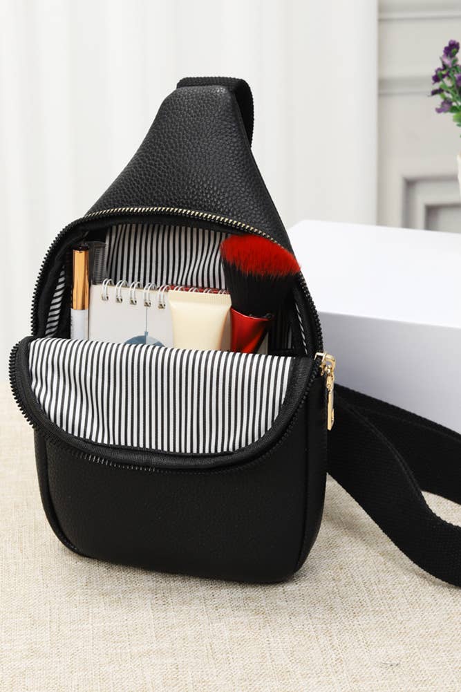 Solid PU Sling Bag