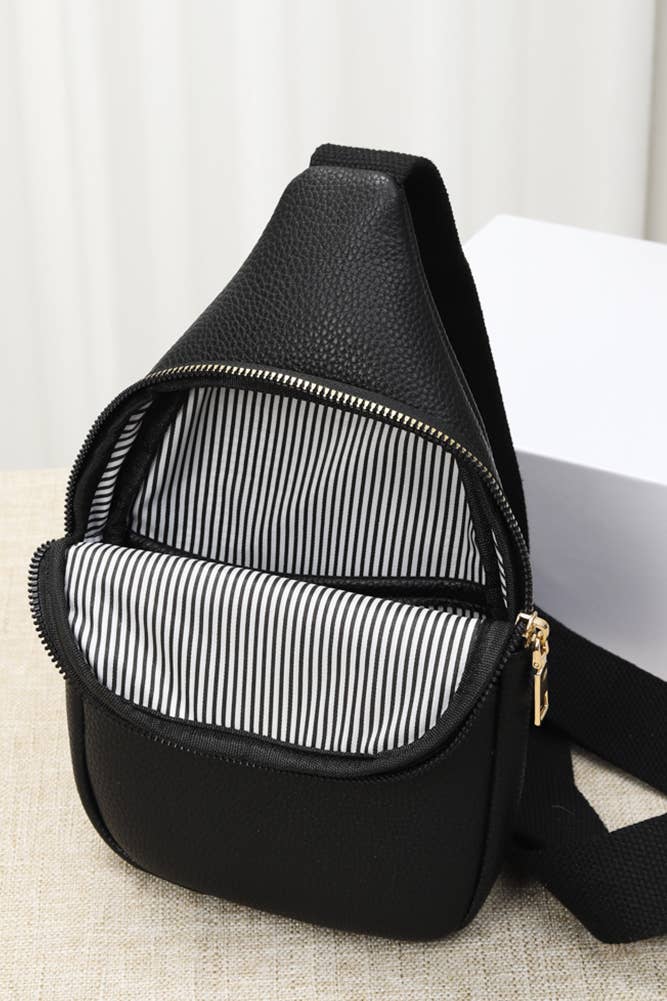 Solid PU Sling Bag