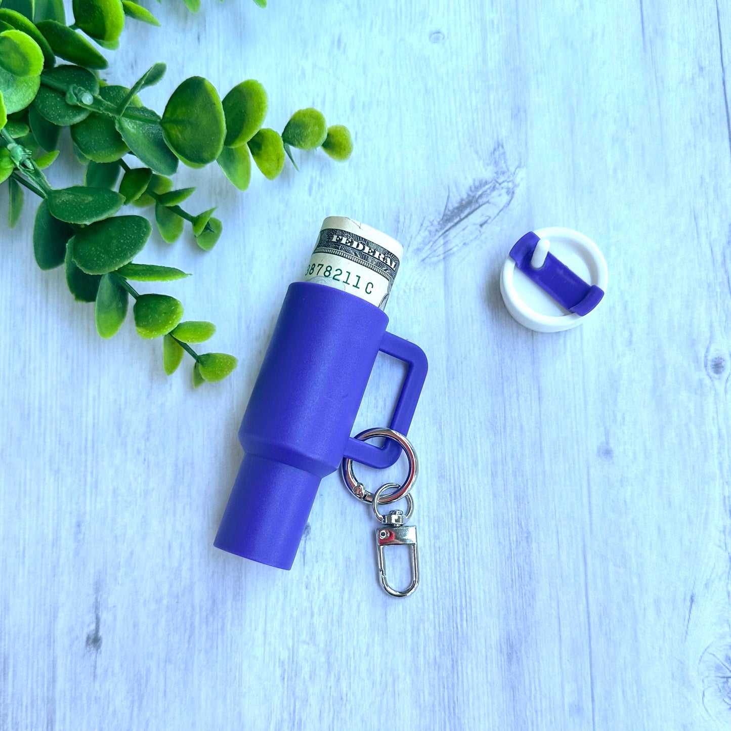 Mini Tumbler Keychain Carry Storage Container Purple