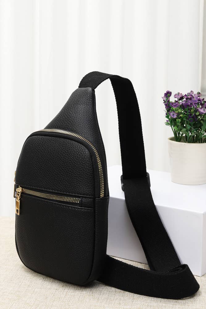 Solid PU Sling Bag