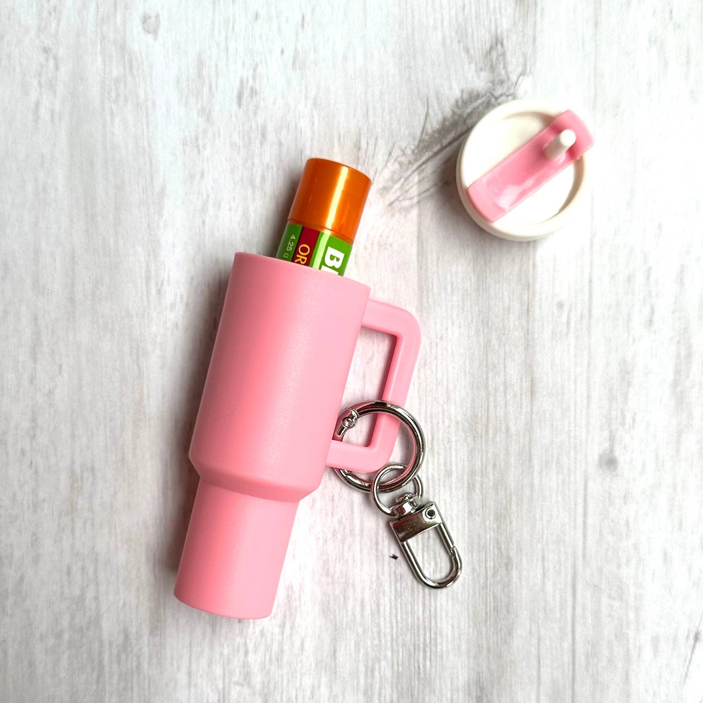 Mini Tumbler Keychain Carry Storage Container Light Pink