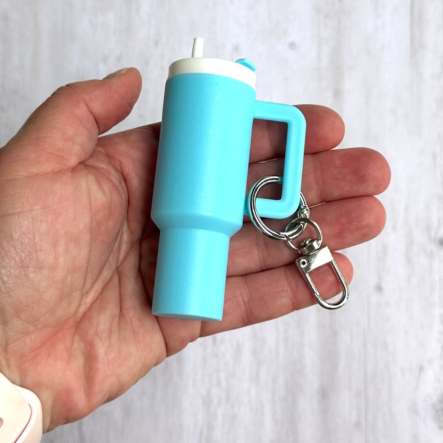 Mini Tumbler Keychain Carry Storage Container Light Blue