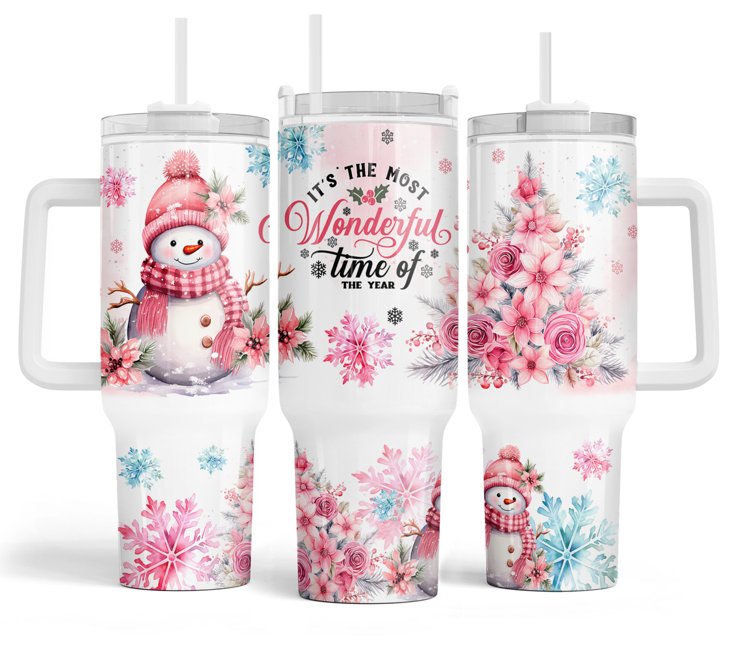 Pink Snowman 40oz Tumbler