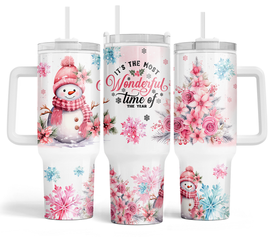 Pink Snowman 40oz Tumbler