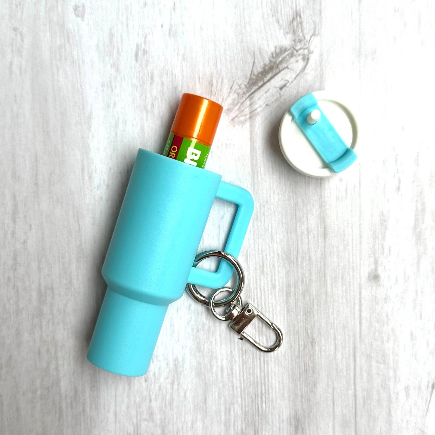 Mini Tumbler Keychain Carry Storage Container Light Blue