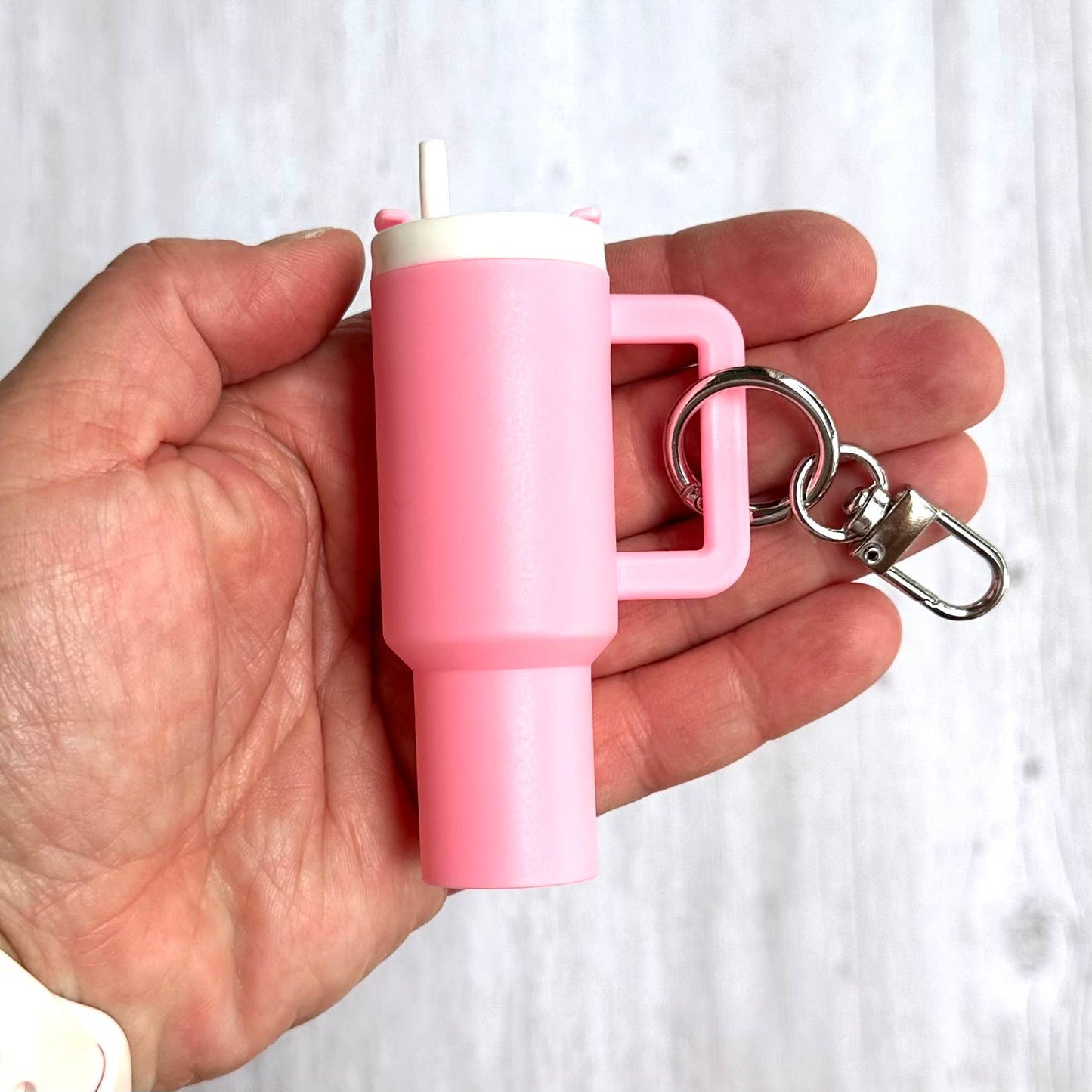 Mini Tumbler Keychain Carry Storage Container Light Pink