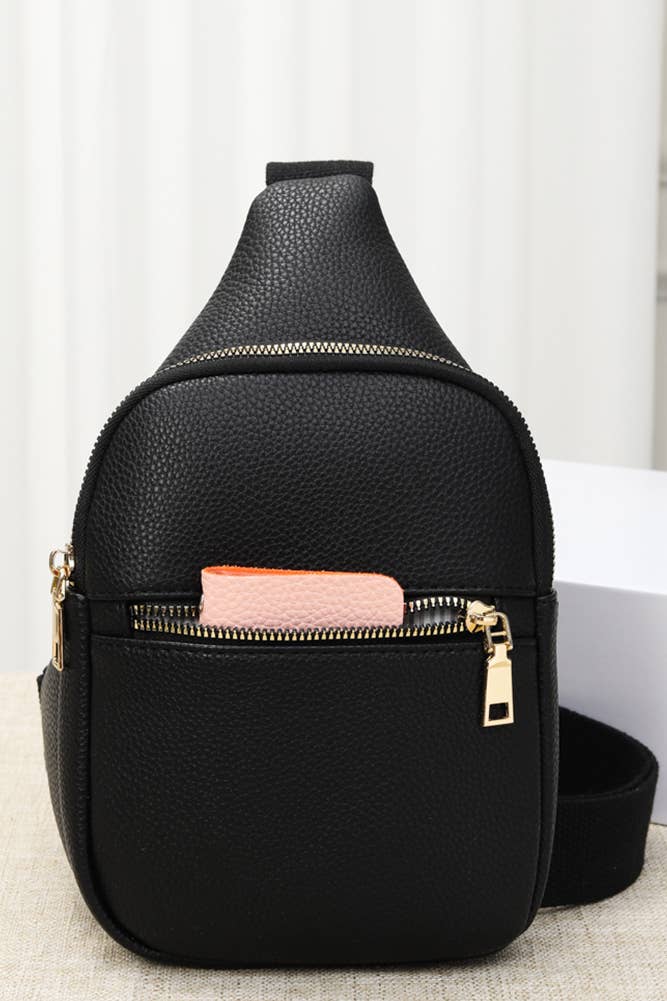 Solid PU Sling Bag