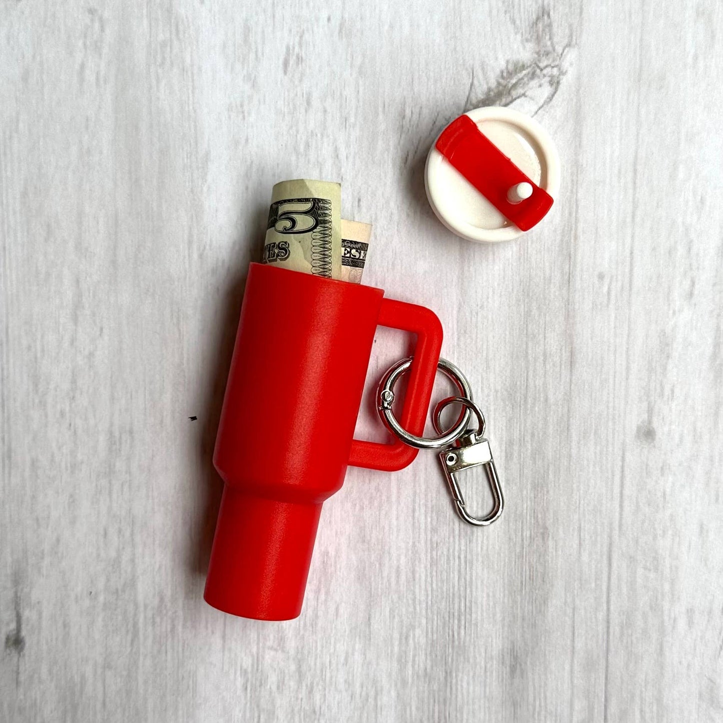 Mini Tumbler Keychain Carry Storage Container Red