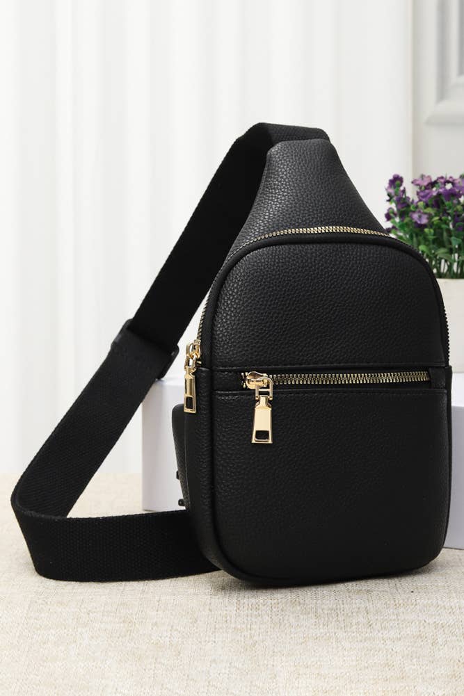 Solid PU Sling Bag