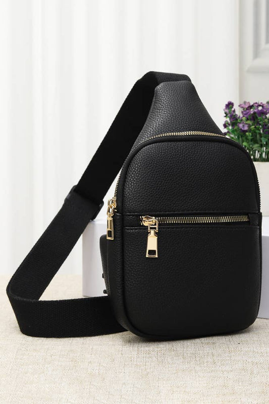 Solid PU Sling Bag